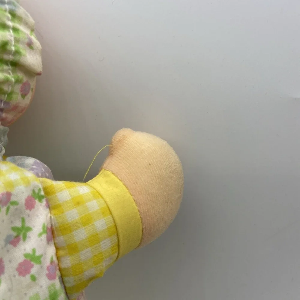 Luv n Care Baby Doll Plush Patchwork Pastel Gingham Bonnet Zip Back Blue Eye